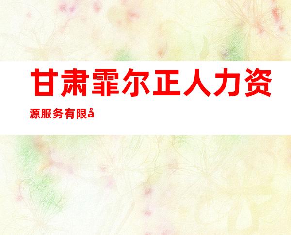 甘肃霏尔正人力资源服务有限公司