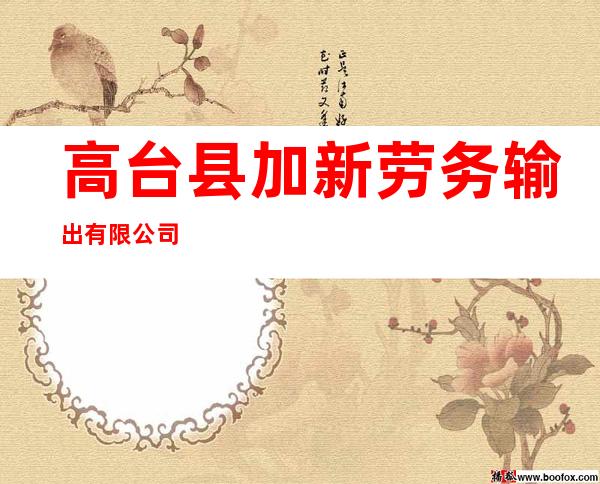 高台县加新劳务输出有限公司